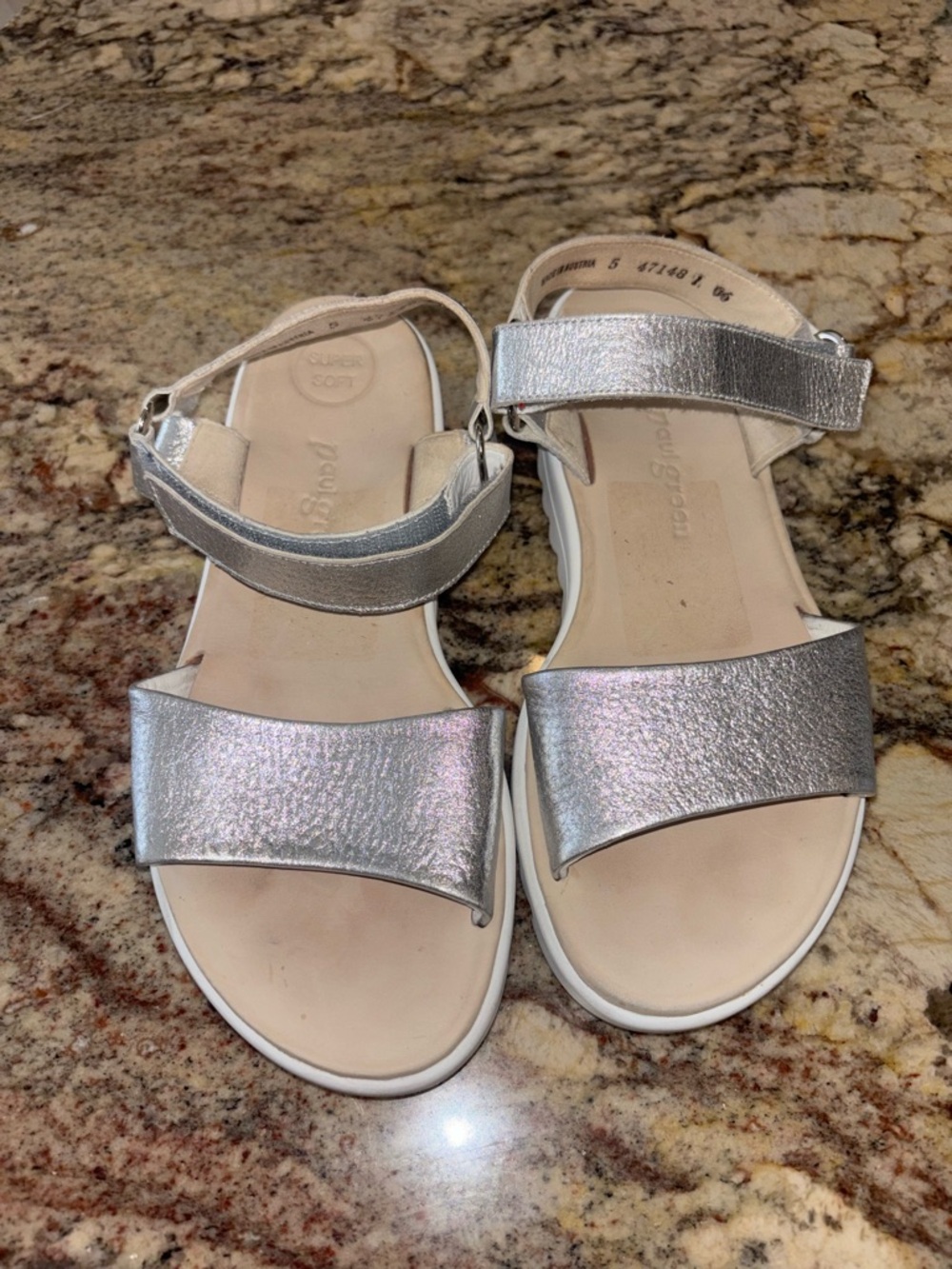 Paul Green Leather Silver Sandals US 8.5 - Picture 2 of 10